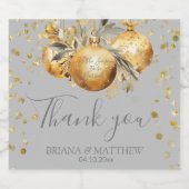 金ゴールドグレイ結婚クリスマス スパークリングワインラベル (シングルラベル)