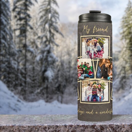 金ゴールドグレイ6写真テンプレート&文字クリスマス タンブラー