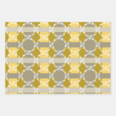 金ゴールドグレーとクリーパターン（の模様が）あるム ラッピングペーパーシート (正面2)