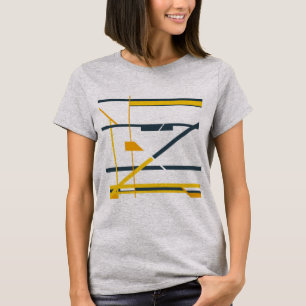 金ゴールドグレーオレンジ幾何学的抽象芸術MCMルック Tシャツ