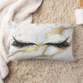 金ゴールドグレーグリッターブラックアイズメイクアップマーブルストーン ランバークッション (ブランケット)