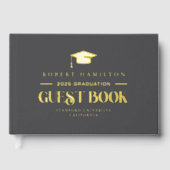 金ゴールドグレーゲストブックレトロタイポグラフィ ゲストブック (正面)