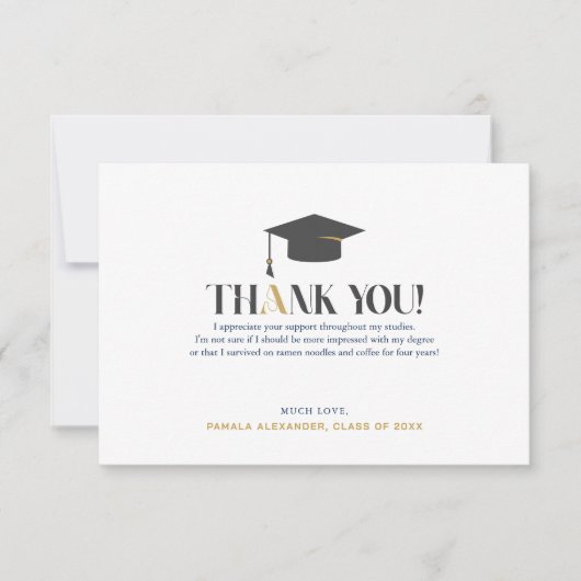 金ゴールドグレーサンキューユーレトロタイポグラフィ サンキューカード (正面)