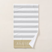 金ゴールドグレーストライプモノグラム |編集可能な色 バスタオルセット (ハンドタオル)