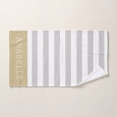 金ゴールドグレーストライプモノグラム |編集可能な色 バスタオルセット (ハンドタオル)
