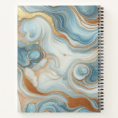 金ゴールドグレーティール(緑がかった色)ブルーマーブルアートパターン ノートブック (裏面)