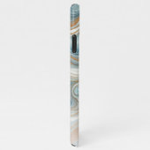 金ゴールドグレーティール(緑がかった色)ブルーマーブルアートパターン iPhoneケース (右側)