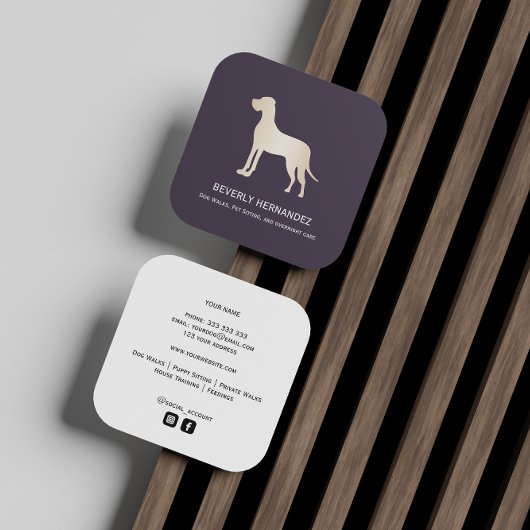 金ゴールドグレートダンドッグウォーカートレーナーパピーシッター スクエア名刺