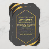 金ゴールドグレーパターンメリークリスマスハッピーホリデー 招待状 (正面/裏面)
