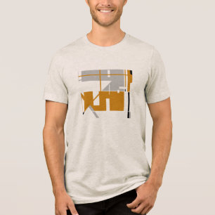金ゴールドグレーブラックMCM – 幾何インスパイア抽象芸術 トライブレンドTシャツ