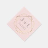 金ゴールドグレーモノグラムイニシャル結婚記念日 スタンダードカクテルナプキン (角)