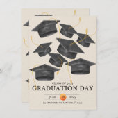 金ゴールドグレー卒業ミニマエレガントリスト 招待状 (正面/裏面)