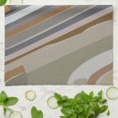 金ゴールドグレー大理石のストライプパターン キッチンタオル (折り畳み)