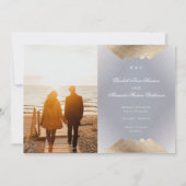 金ゴールドグレー幾何学模様ギャツビー箔の日付を保存 案内状 (裏面)