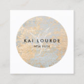 金ゴールドグレー抽象芸術サークルスクウェア スクエア名刺 (正面)