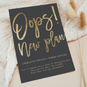 金ゴールドグレー新結婚しい計画の日付の変更 案内ポストカード