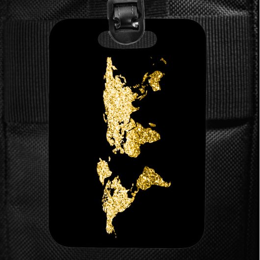 金ゴールドグローブワールドマップアドレス名エレガント ラゲッジタグ