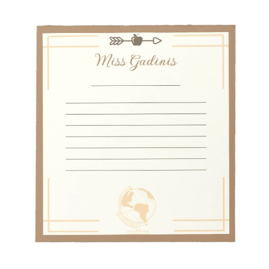 金ゴールドグローブ先生メモ帳 ノートパッド (正面)