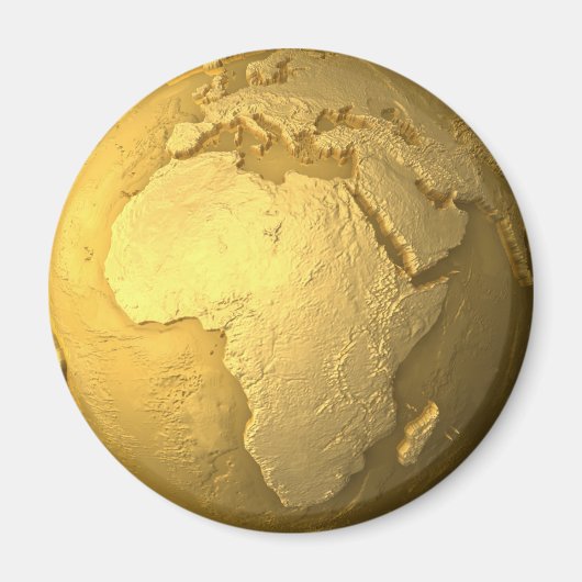 金ゴールドグローブ – Metal Earth, Africa 描写, 3d  マグネット (正面)