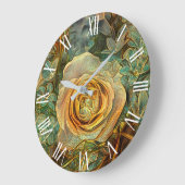 金ゴールドグ人気があるリーユニークバラアートドリーム ラージ壁時計 (傾斜)