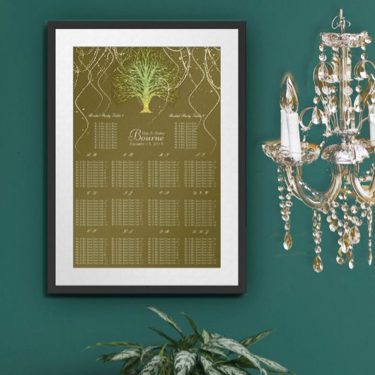 金ゴールドグ渦巻形のリーツリー結婚式招待状 ポスター