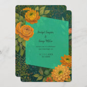金ゴールドグ素朴リーン秋フローラ結婚式招待状 招待状 (正面/裏面)
