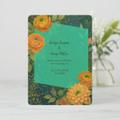 金ゴールドグ素朴リーン秋フローラ結婚式招待状 招待状 (スタンド正面)