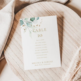 金ゴールドグ結婚リーンのテーブル6シーティングチャートカード 招待状