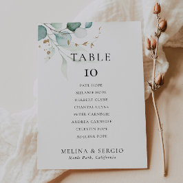 金ゴールドグ結婚リーンのテーブル6シーティングチャートカード 招待状