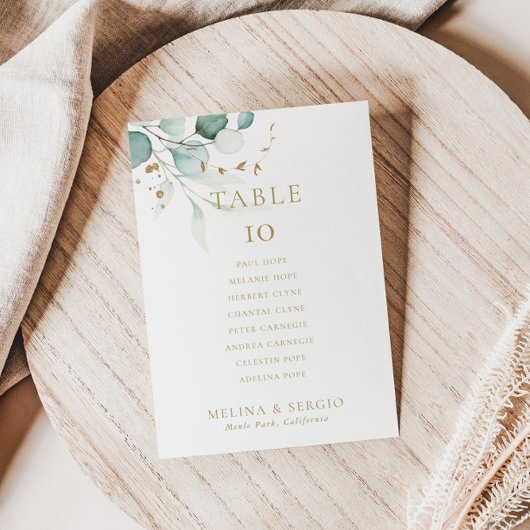 金ゴールドグ結婚リーンのテーブル6シーティングチャートカード 招待状