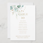 金ゴールドグ結婚リーンのテーブル6シーティングチャートカード 招待状 (正面)