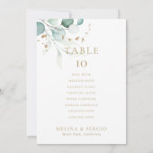 金ゴールドグ結婚リーンのテーブル6シーティングチャートカード 招待状 (裏面)