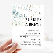 金ゴールドグ葉リーンの泡とブローブライダルシャワー 招待状