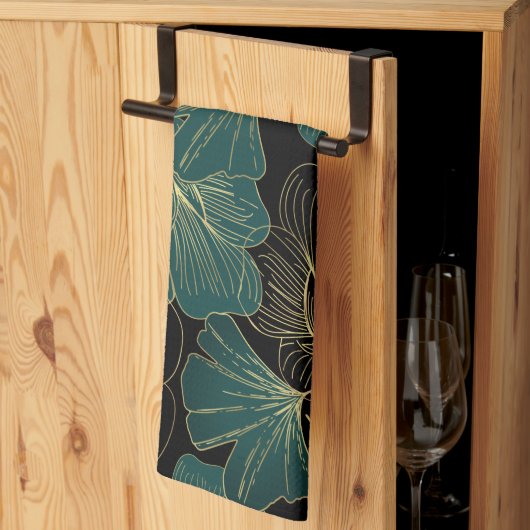 金ゴールドグ葉ロン キッチンタオル (三つ折り)