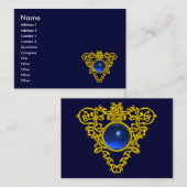 金ゴールドケルトハートジュエルブルーサファイアジェムストーン 名刺 (正面/裏面)