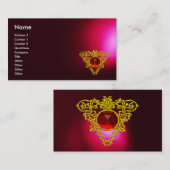 金ゴールドケルトハートジュエルレッドルビージェムストーン、ブルゴーニュ 名刺 (正面/裏面)