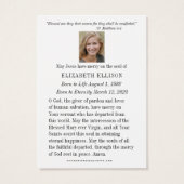 金ゴールドケルト十字バラ葬儀祈りの言葉カード (裏面)