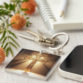 金ゴールドケルト十字架 キーホルダー (正面右)