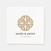 金ゴールドケルト結び目模様イ結婚リッシュ スタンダードカクテルナプキン (正面)