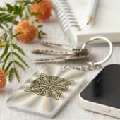 金ゴールドケルト結び目模様オリジナルアートデザイン キーホルダー (正面右)