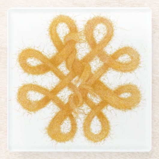 金ゴールドケルト結び目模様ガラスコースター ガラスコースター (正面)