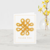 金ゴールドケルト結び目模様サンキューノーテカード カード (黄色い花)