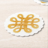 金ゴールドケルト結び目模様スカロップラウンド紙コースター ペーパーコースター (アングル)