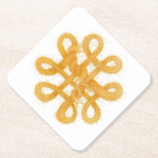 金ゴールドケルト結び目模様ダイヤモンド紙コースター ペーパーコースター (正面)