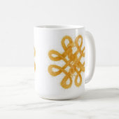 金ゴールドケルト結び目模様トールホワイトマグ コーヒーマグカップ (正面右)