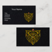 金ゴールドケルト結び目模様ハイパーバレンタインハートブラック 名刺 (正面/裏面)