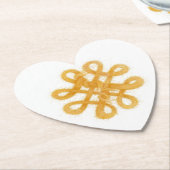 金ゴールドケルト結び目模様ハート紙 ペーパーコースター (アングル)