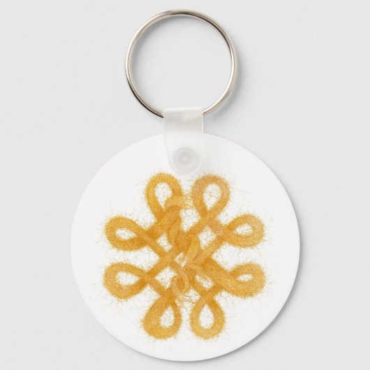 金ゴールドケルト結び目模様ラウンドアルミニウムキーチェーン キーホルダー (正面)