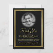 金ゴールドケルト結び目模様写真の葬儀 サンキューカード (正面)