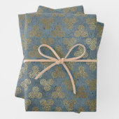 金ゴールドケルト結び目模様緩和曲線 ラッピングペーパーシート (インサイチュ)